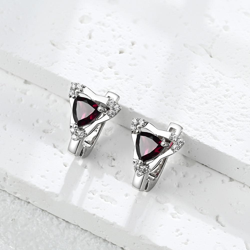 Luxuriöses Set mit Ohrringen und Ringen für Damen, 925er Sterlingsilber, natürlicher Rhodolith-Edelstein, Modeschmuck, Geschenk zur Geburtstagsfeier