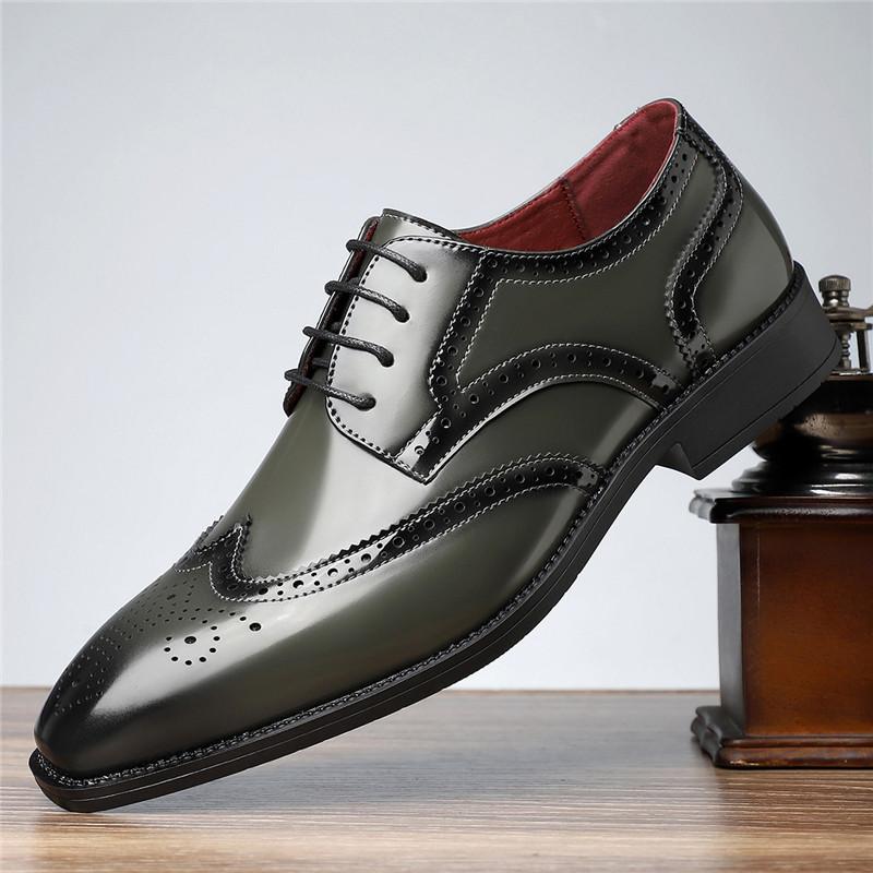 Nieuwe Heren Puntige Groen Wit Casual Brogues Oxford Schoenen Mannen Bruiloftskleding Homecoming Formele Bruiloft Formeel Schoeisel