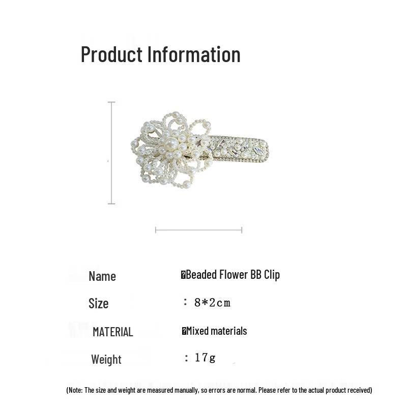 High-End Exquisite Pearl Flower Hair Clip for Women - Elegant BB and Bangs Hair Accessories