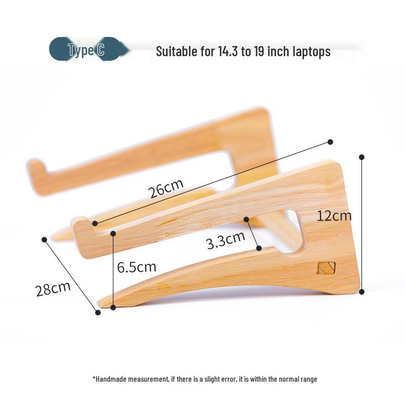 Solid Wood Vertical Laptop Stand with Cooling Tray & Neck Support