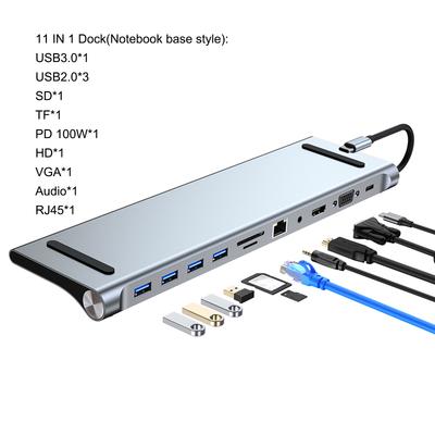 11 In 1 USB-C Type C HD PD 100W 4K USB 3.0 HD Adapter HUB Multi-function Dock