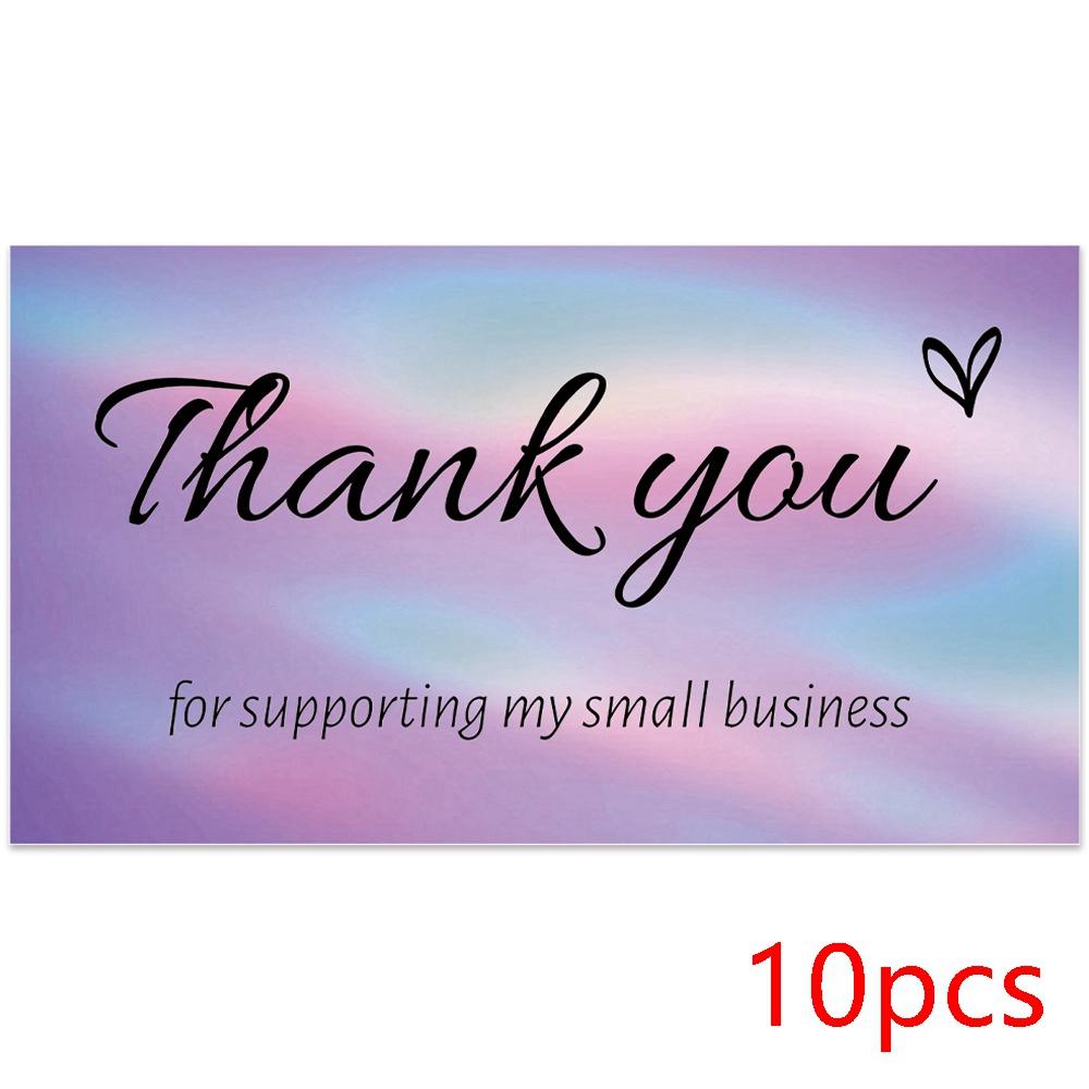 10-50pcs Thank You Cards for Supporting My Small Business Holographic Rainbow Card for Retail Store Goods Customer Package card