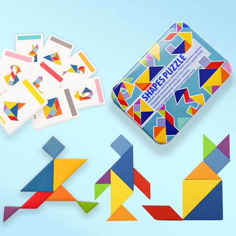 

3D Wooden Pattern Animal Jigsaw Puzzle Colorful Tangram Toy Kids Montessori Early Education Sorting Games Toys Children Gift M