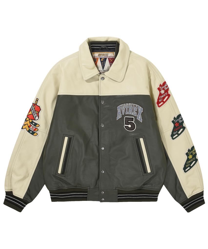 Avirex Leather Stadium Jacket / 7833950013 Green