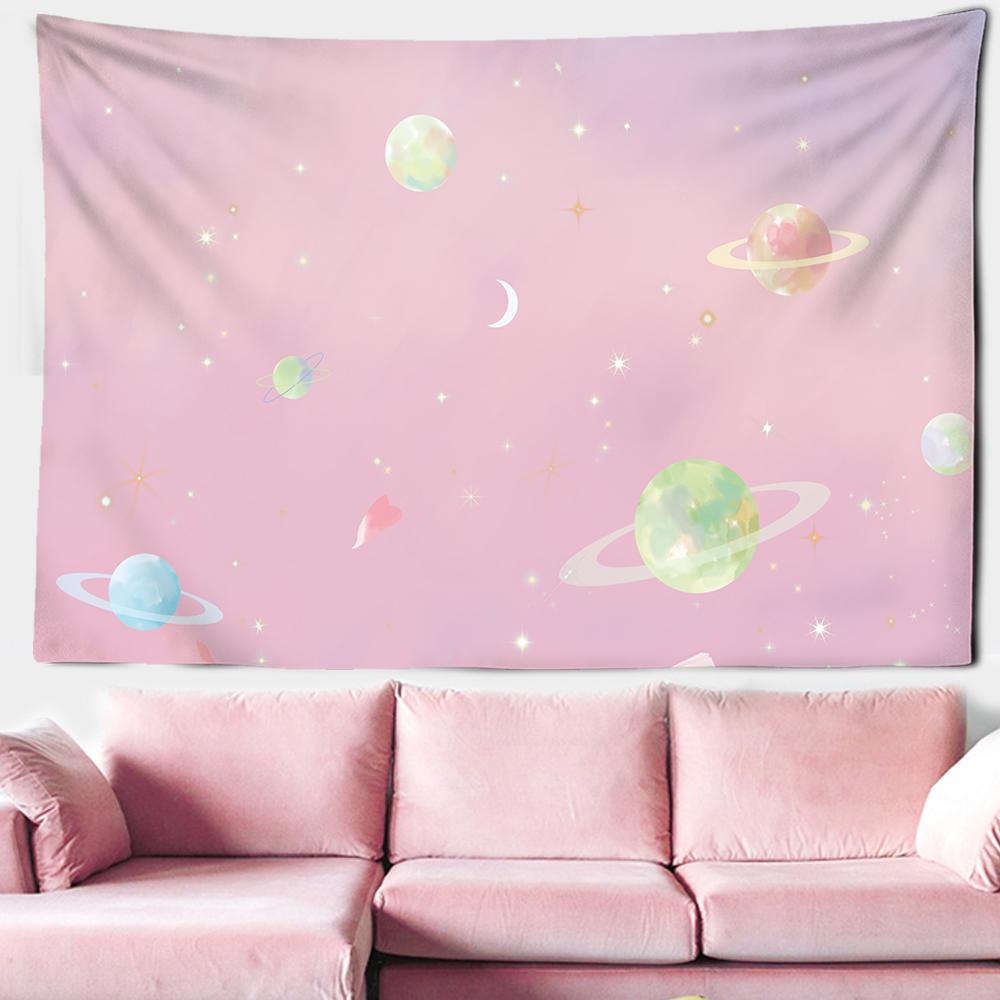 Moon Tapestry Hanging Wall Hippie Flower Wall Carpet Dormitory Decoration Starry Sky Carpet Kawaii Room Decoration Tapestry