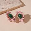 Elegant Oval Floral Designs Earrings Comfortable Wear Silver Posts Retro Styles Jewelry Gifts Convenient for Her