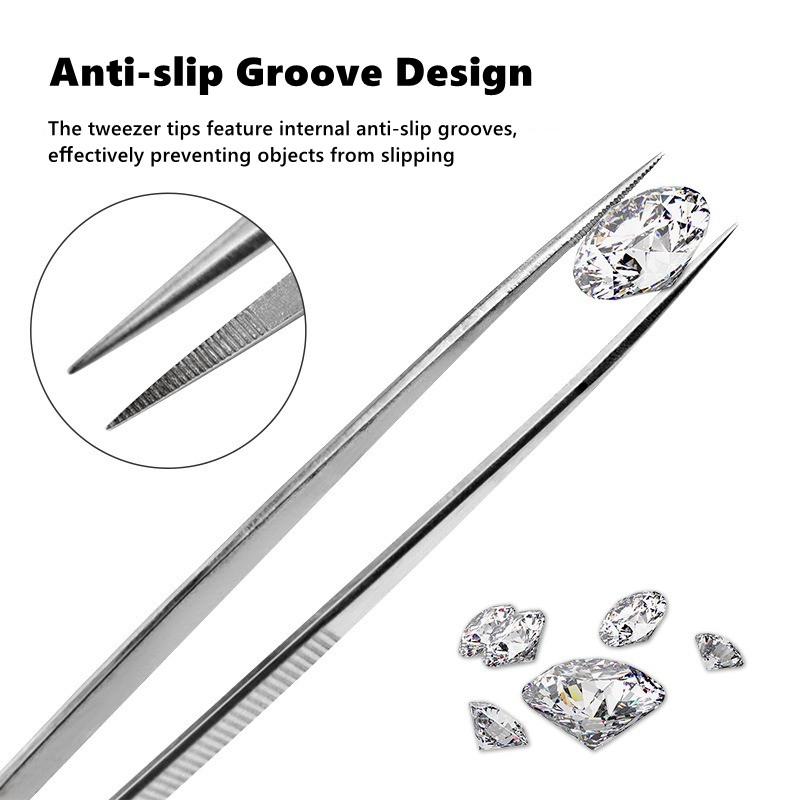 Professional Stainless Steel Tweezers Set, Multi-Purpose Precision Tweezers for Jewelry Making, Electronics Repair, Lab & Craft