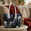 Gothic Skull Crow Printed Shoulder Bag Casual Daily Tote Bag Stylish Dark Style Portable Durable Handbag