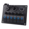Waterproof 6 Gang Switches Panel with Digital Voltmeter Marine Vehicle Switches