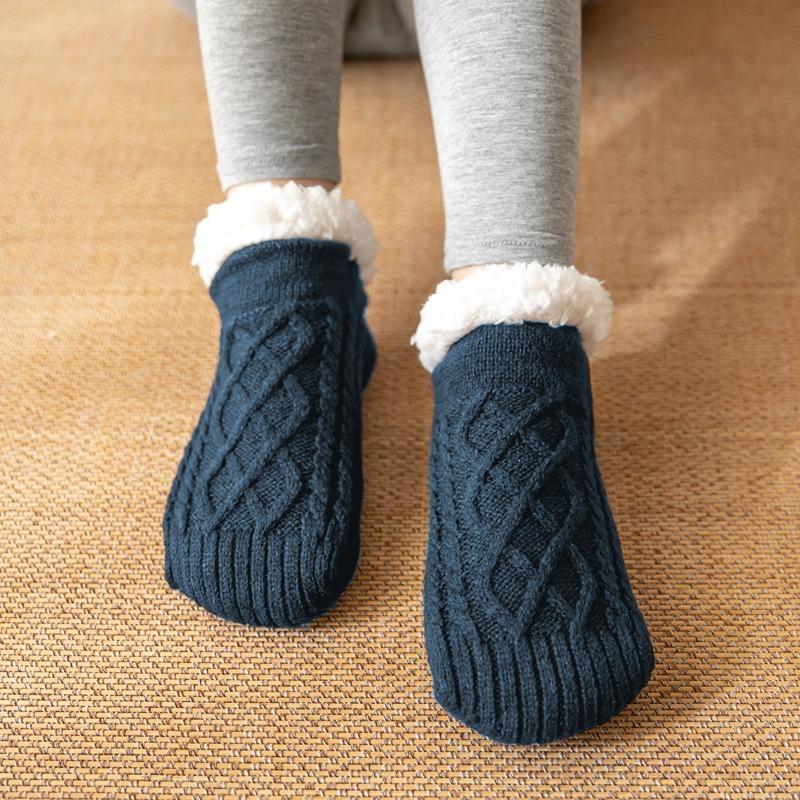 Indoor Winter Slippers Socks Men's Floor Socks Home Bedroom Sleeping Socks Non-slip Knitted Adult Plus Fleece Warm Carpet Sox