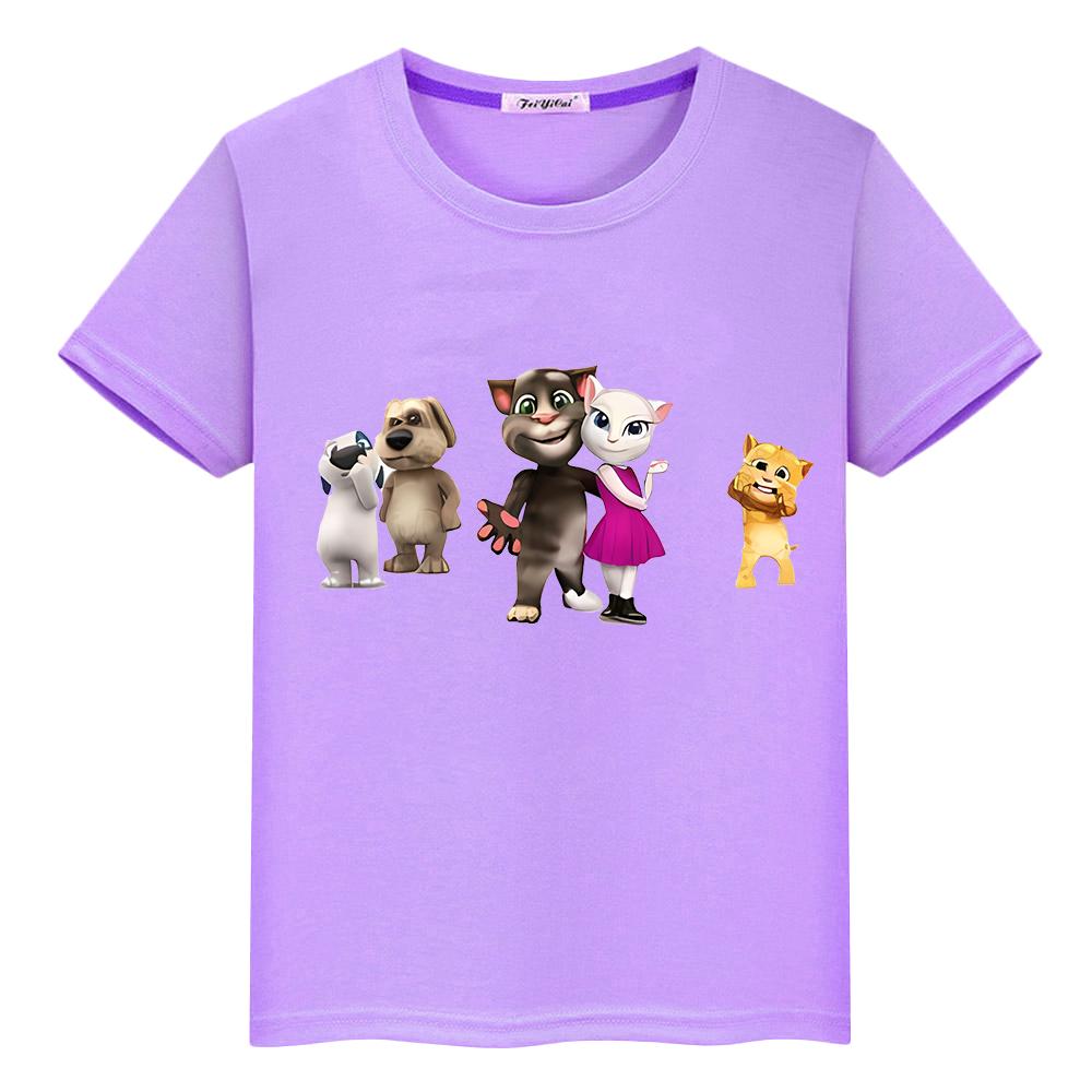 T-Shirt für Jungen (10 Jahre) mit sprechendem Tom-Katzenmotiv, 100 % Baumwolle, Anime-Stil, Pride-T-Shirt, Kawaii-Top, kurzes Y2K-Weihnachts-T-Shirt für Mädchen