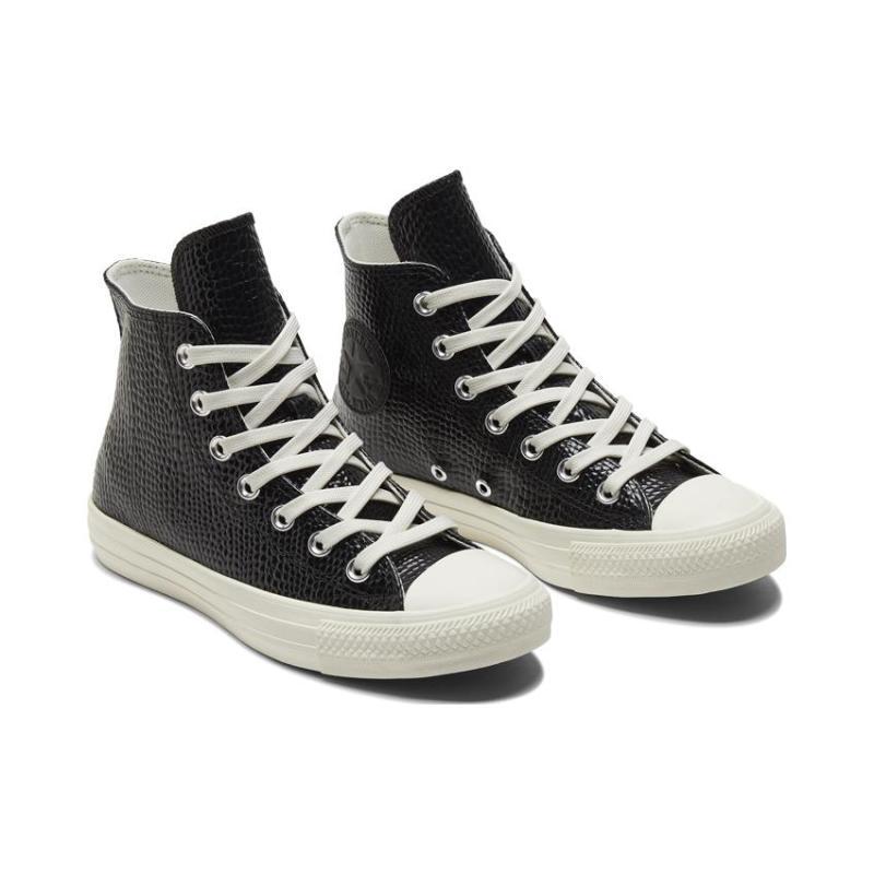 Converse Chuck Taylor All Star Leather Comfortable and Breathable Non-Slip and Abrasion Resistant High-Top Board Shoes Women's Black