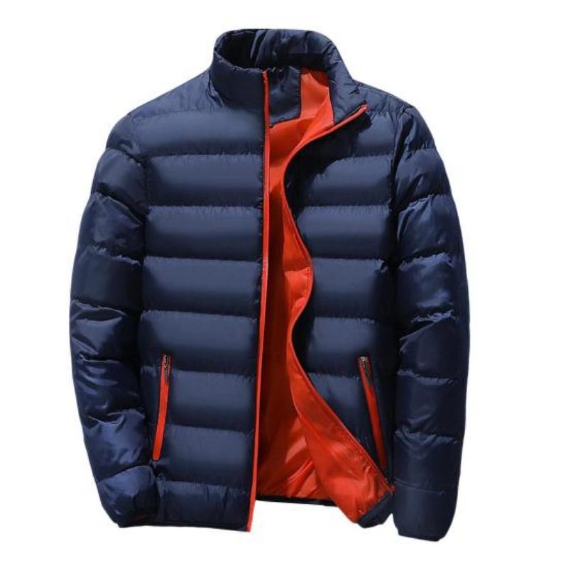 

Зимнее утепленное хлопковое пальто для мужчин, воротник-стойка, кардиган на молнии, уличная оверсайз хлопковая куртка, повседневная верхняя одежда, теплое мужское пальто 5XL темно-синий