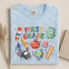 Comfort Colors® Custom Grade Level Teacher Shirt, Preppy Doodle Back To School Tee, Retro School Team Shirt, Elementary Grade Tee