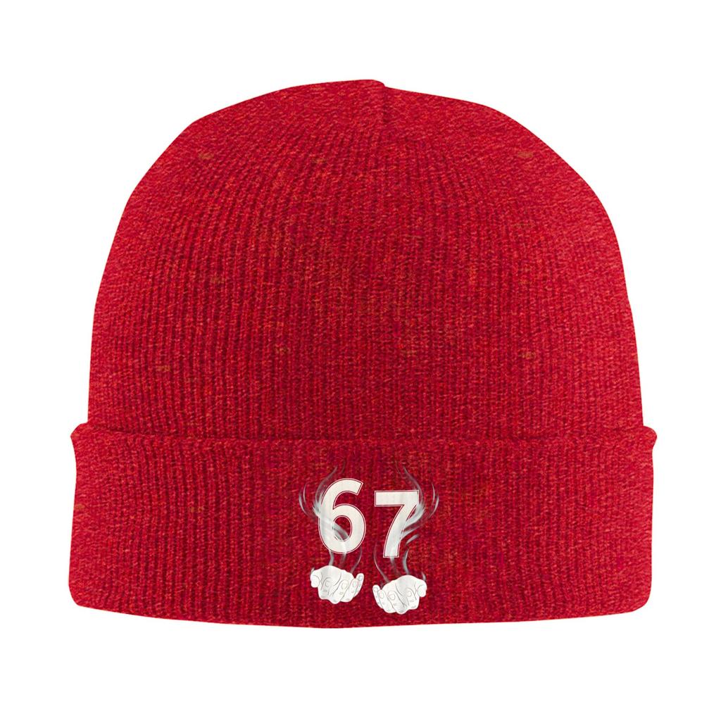 Unisex Adult Funny 6 7 Six Seven 67 Beanie Hats  Retro Knit Hat Winter Outdoor Sport Caps Design Thermal Elastic Bonnet Hats