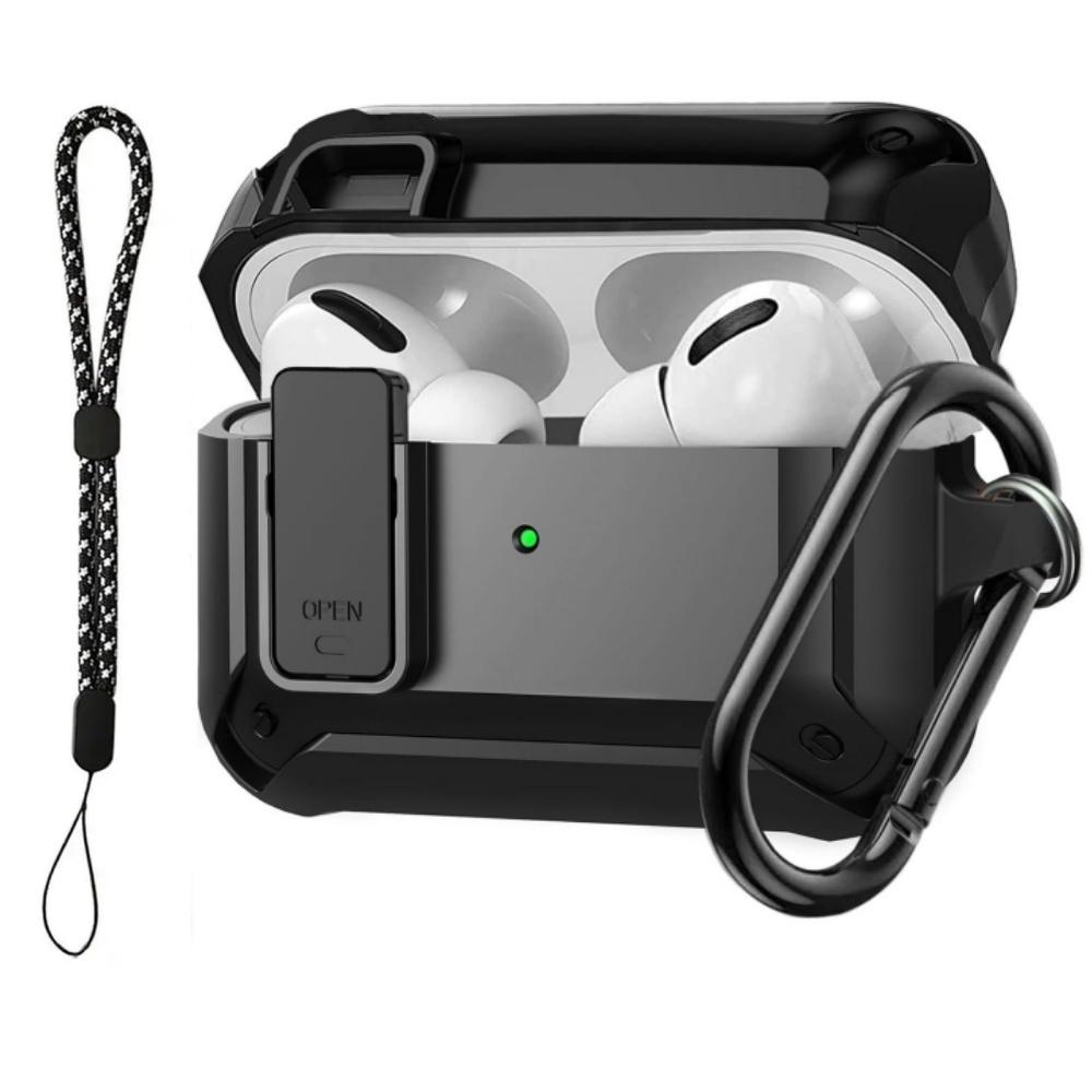 Für AirPods Pro 3 Schloss Hülle mit &Lanyard Militärischer Grad Rüstung Stoßfest Robustes Gehäuse Schutzhülle für AirPods Pro 3