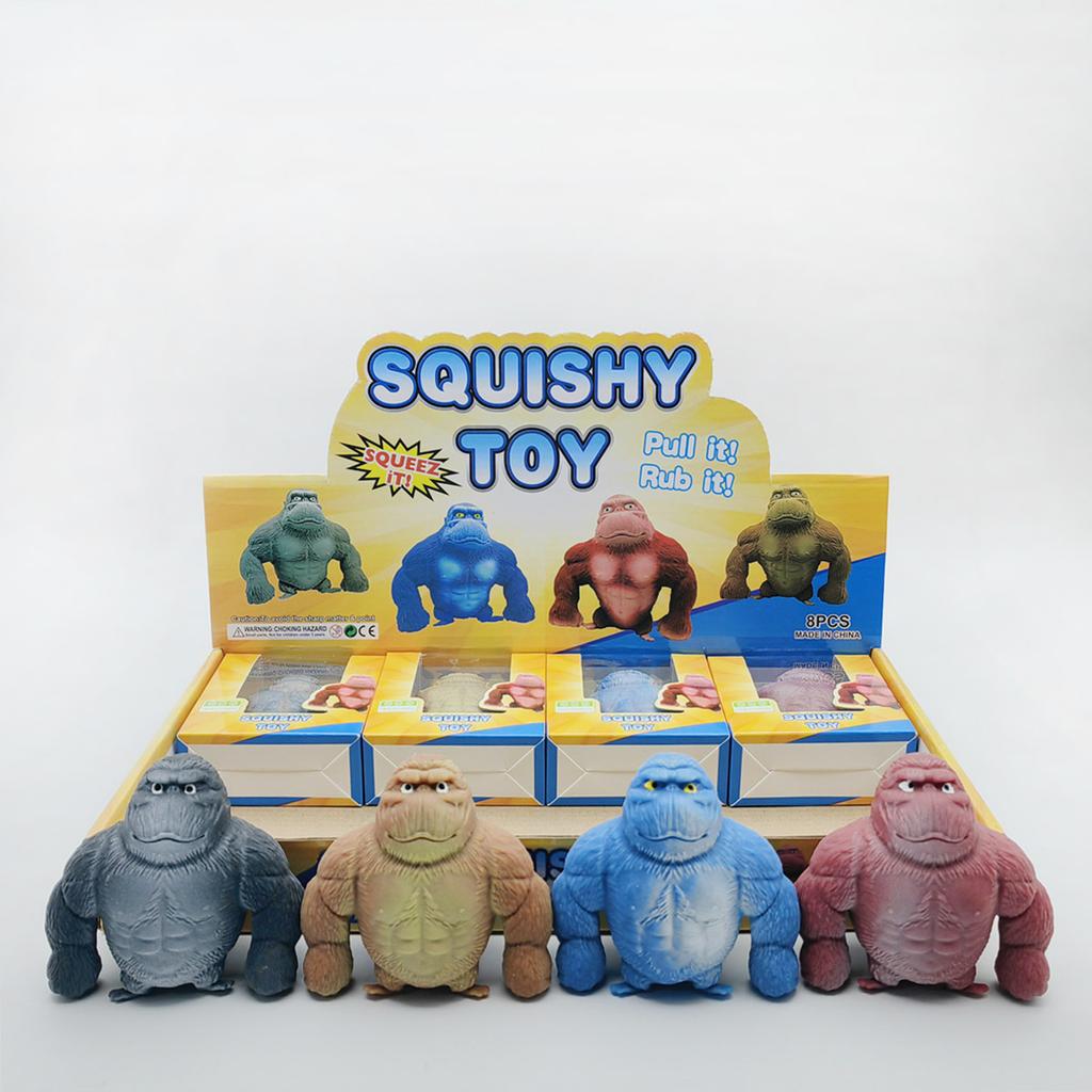 Cute Gorilla Figurines Humorous Expression Monkey Statues Stretchable Squeeze Stress Toy Office Ornament Home Decoration