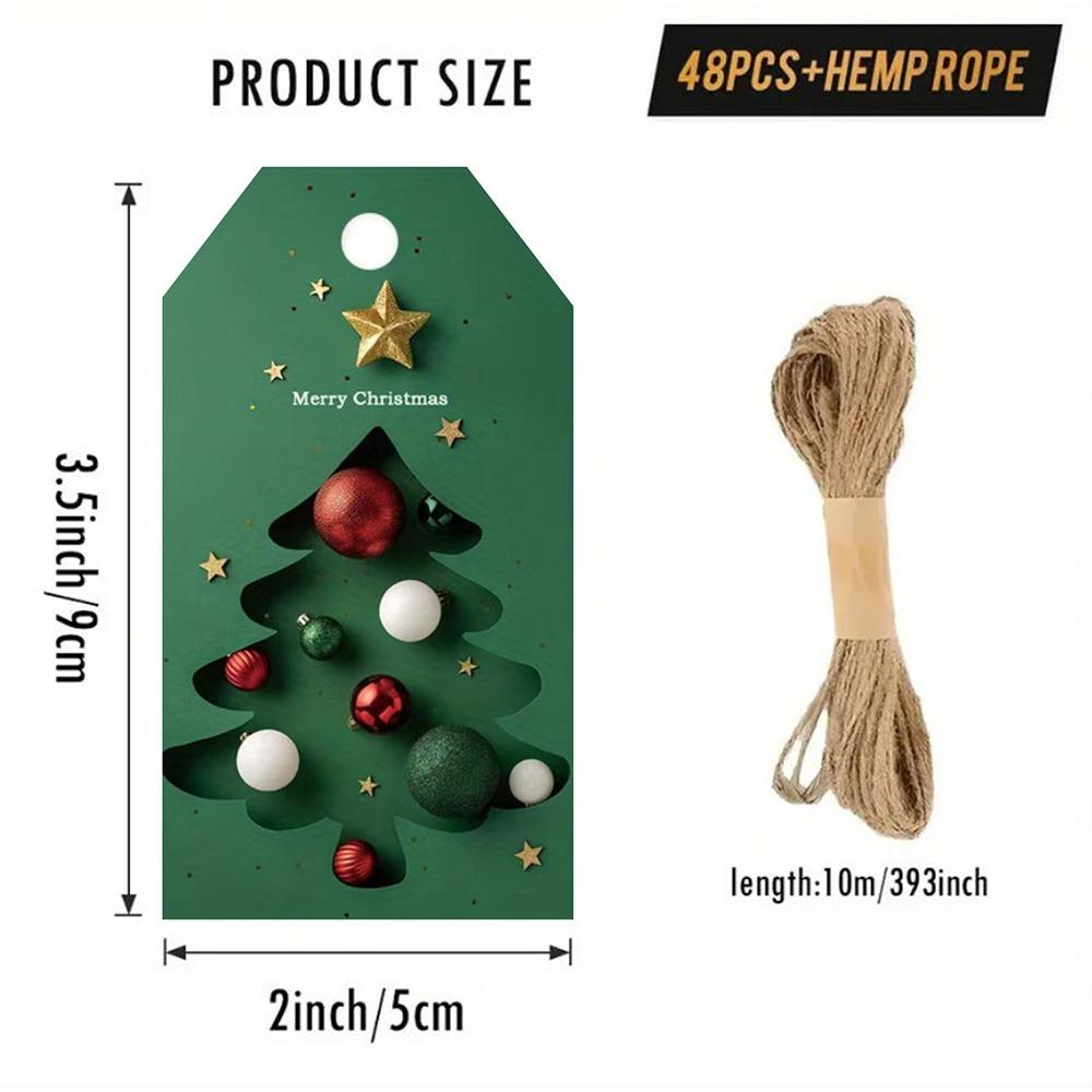 48PCS Hangable Holiday Gift Tag Cards Multicolor Gift Packaging Supplies  For Holiday Decor