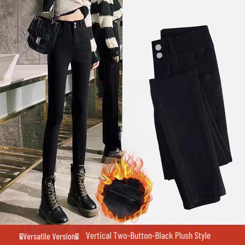 Women's High-Waisted Fleece-Lined Skinny Pants for Winter 2025 - Perfect for Sports & Yoga