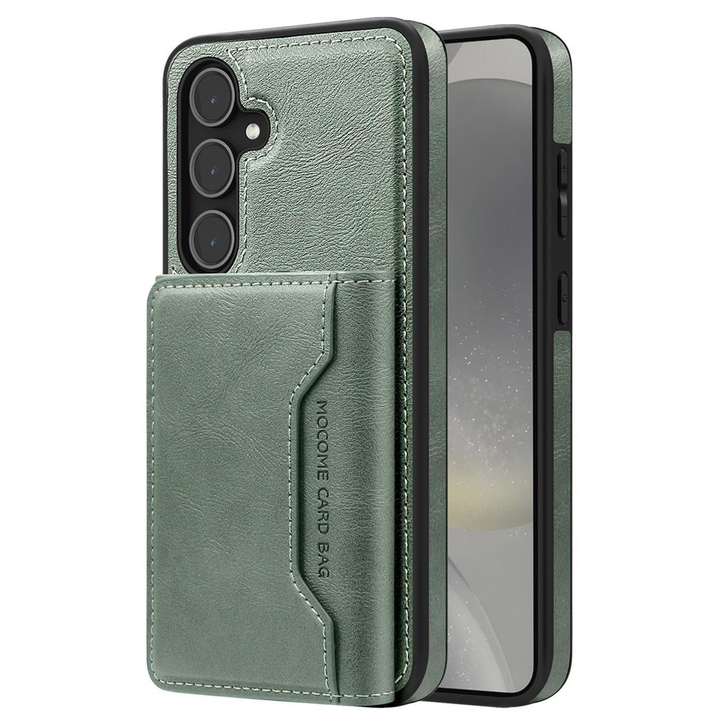 For Samsung Galaxy S25 Case Compatible with MagSafe Leather Back Phone Cover with Detachable Card Bag