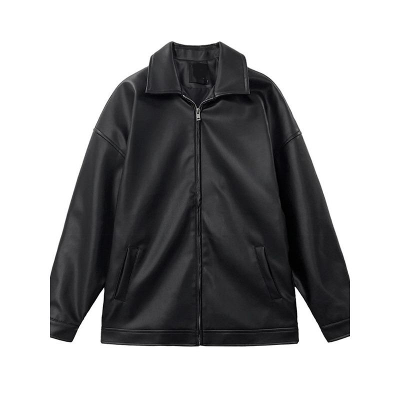 Spring Autumn Cool Luxury Short Black Soft Light Pu Leather Jacket Men Zipper Casual Mens Jackets and Coats Fashion