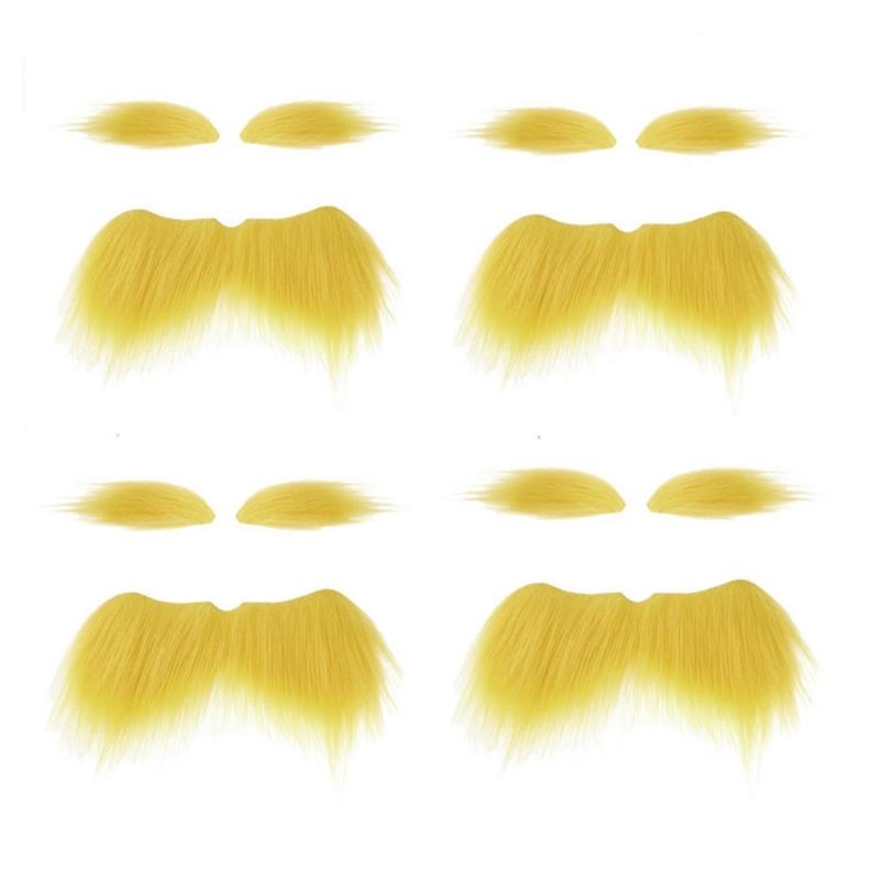 Fake Mustache and Eyebrows Set,Adhesive Fake Beard,Novelty Realistic Facials Hair for Cosplay Costume Halloween Party