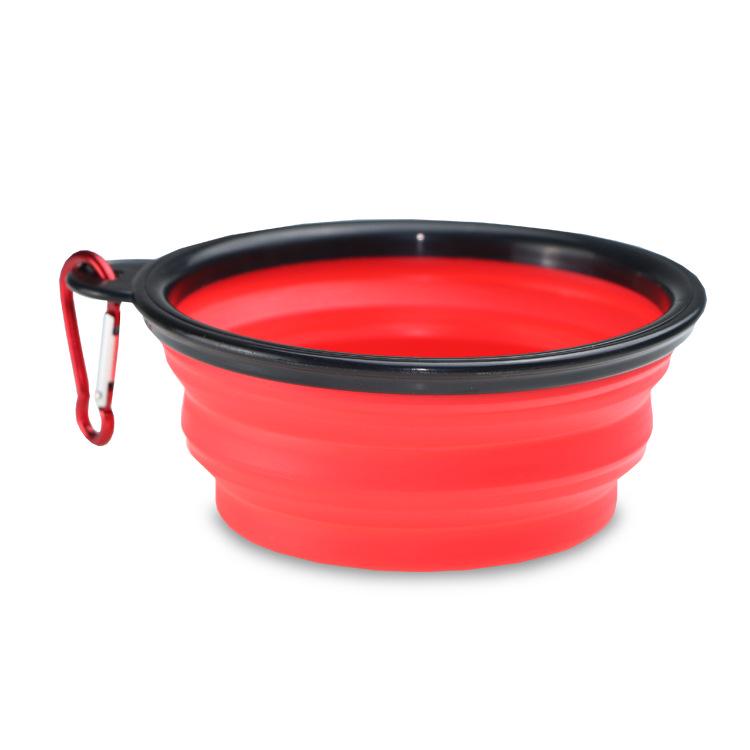Buckle Black Foldable Silicone Pet Bowl: Portable Outdoor Cat & Dog Feeding Basin