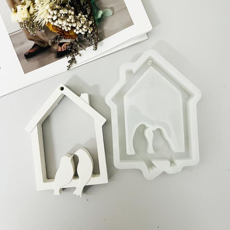 Birds House Silicone Molds Hanging Ornament Mould Birds Plasters Molds Baking Molds for Festival Table Home Decorations