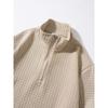 Casual Solid Waffle Half Zip Pocket Long Sleeve Stand Collar Sweatshirt