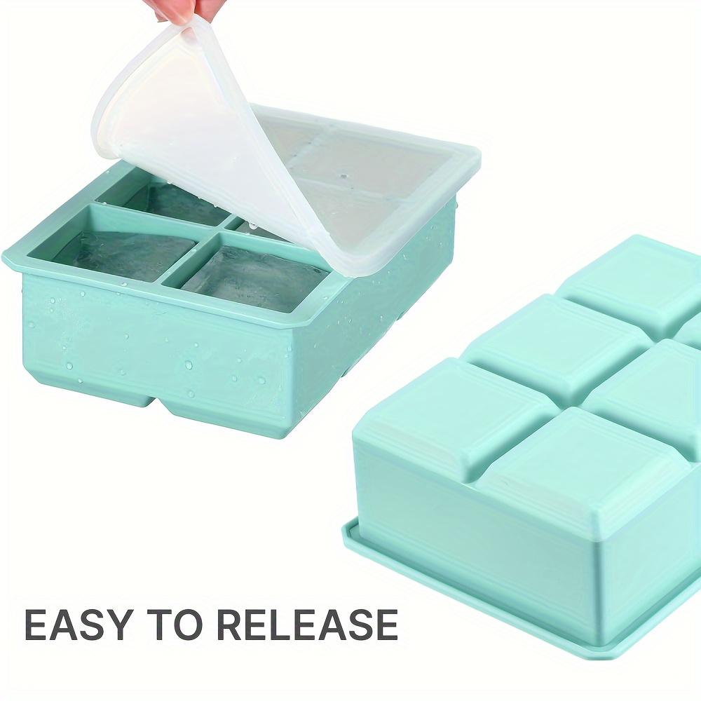 Food Grade Silicone Ice Cube Tray With Lid 4/6/8 Grids Large Square Ice Mold For Home Bar Kitchen Tool