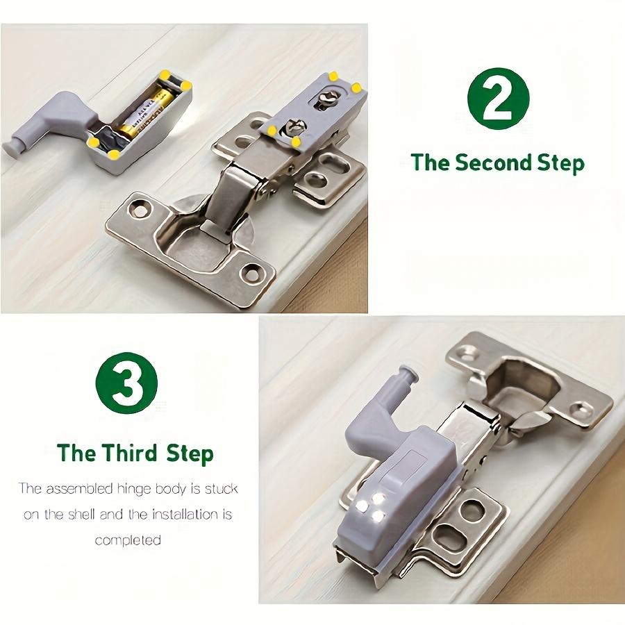 10pcs Auto-On LED Hinge Light Semi-Recessed Battery-Operated Under-Cabinet Lighting for Home Office Wardrobe Kitchen Closet Lamp
