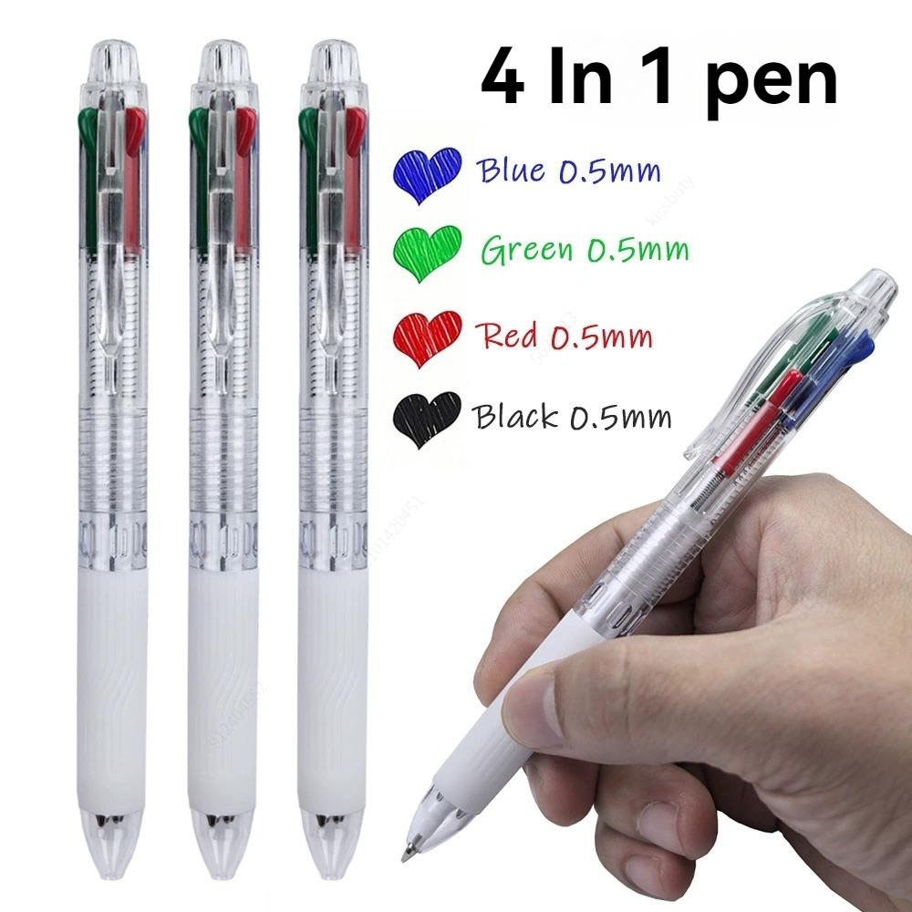 Multicolor Retractable Ballpoint Pen 0.5, 4-in-1 Colored Pens Fine Point Ballpoint With Long-Lasting Ink Pens for  Journaling
