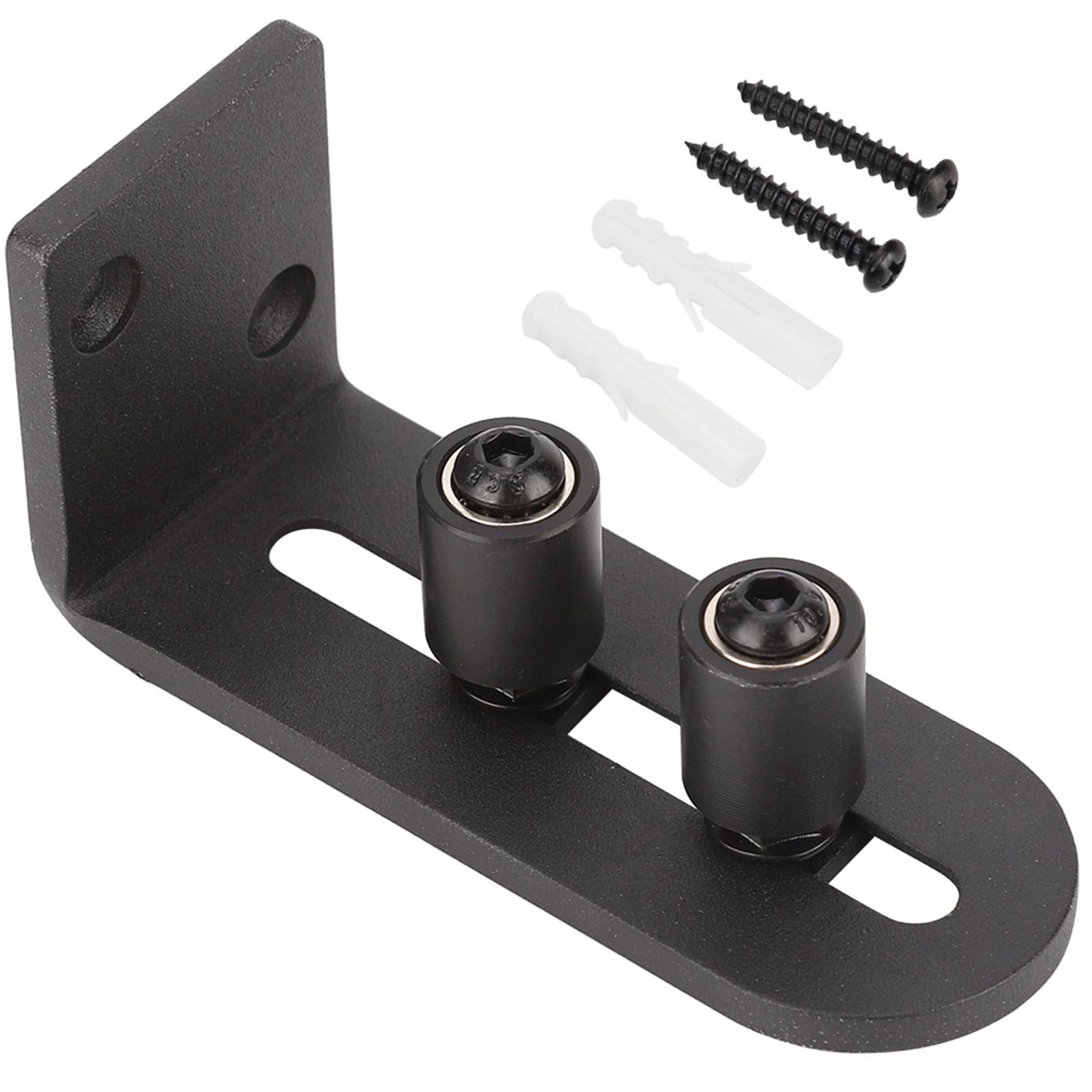 Konnwei Black Carbon Steel Adjustable Sliding Floor Guide For Barn Door (Double Roller Bearing #2)