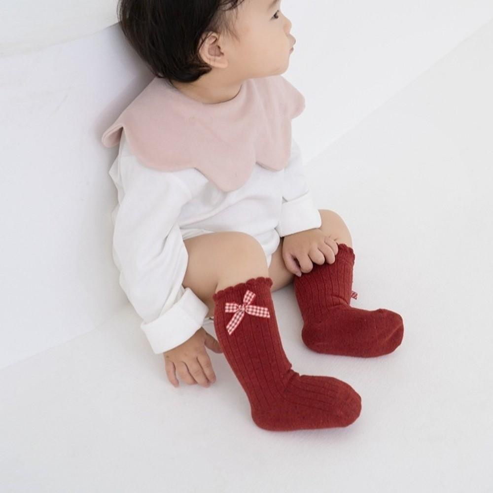 Red Compression Stocking Sweat-absorbing Princess Socks New Middle Tube Socks  Toddler Girl