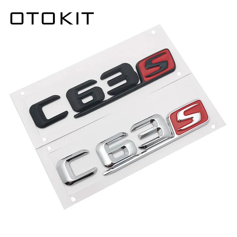 OTOKIT Chrome ABS C63s C43s Plastic Car Trunk Rear Letters Badge Emblem Emblems Decal Sticker for Mercedes Benz C Class C63S C43 AV1