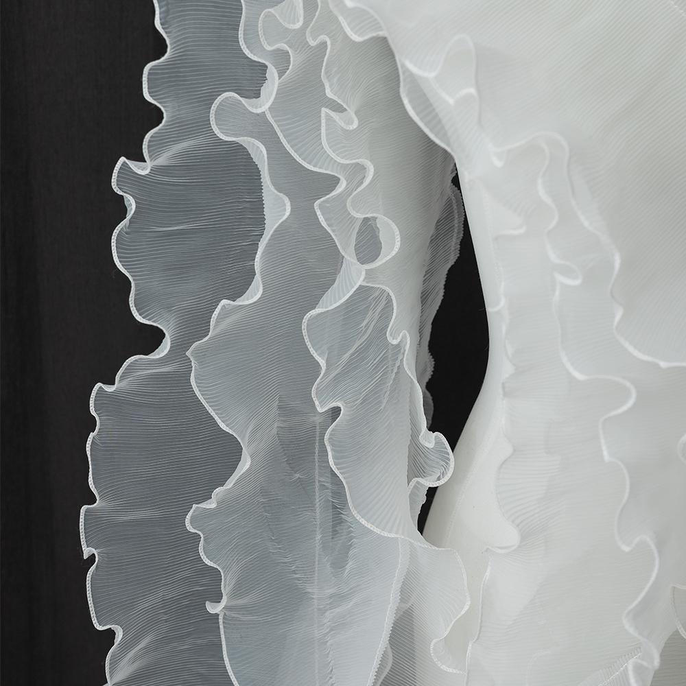 16CM Wide Pleated Organza Fabric  Big Wave Ruffle Trim 3D Lace Fringe Ribbon Wedding Dress Collar DIY Crafts Sewing Supplies