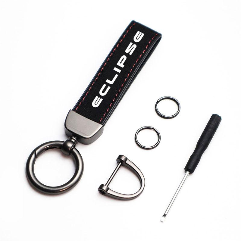 Car Keychain Ring Vintage Leather Zinc Alloy Suede Key Chain Keys Holder Luxury Keyring For Mitsubishi Eclipse Car Accessorie