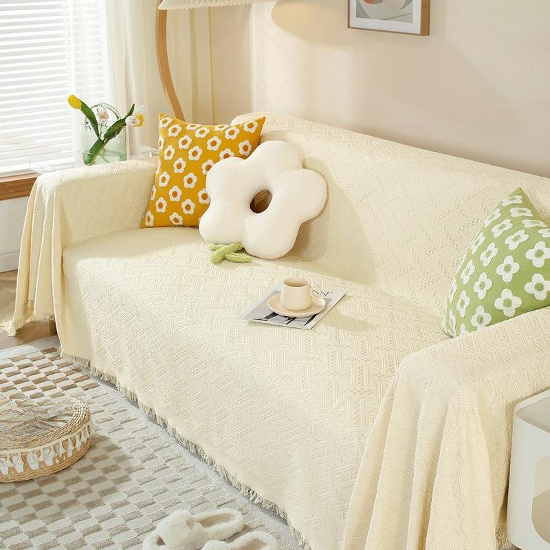 Sofa Cover Towel Cover All-inclusive Cover Cloth Cream Style High-grade Cotton Yarn Camping Blanket Sofa Cushion Four Seasons Universal Dustproof