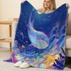 Ocean Themed Printed Flannel Fleece Blanket Soft, Warm Skin-friendly Throw for Home Decor, Daily Leisure, Christmas & Halloween Gifts
