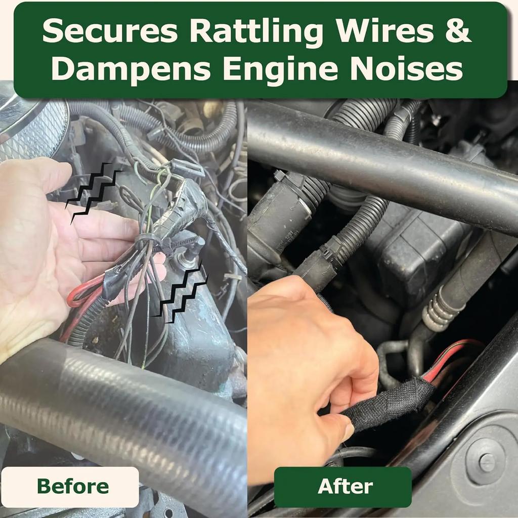 Automotive Grade Heat Resistant Tape Fabric Wire Loom Harness 500F Cable Wrapping for PC Bundling Engine Bay Safe