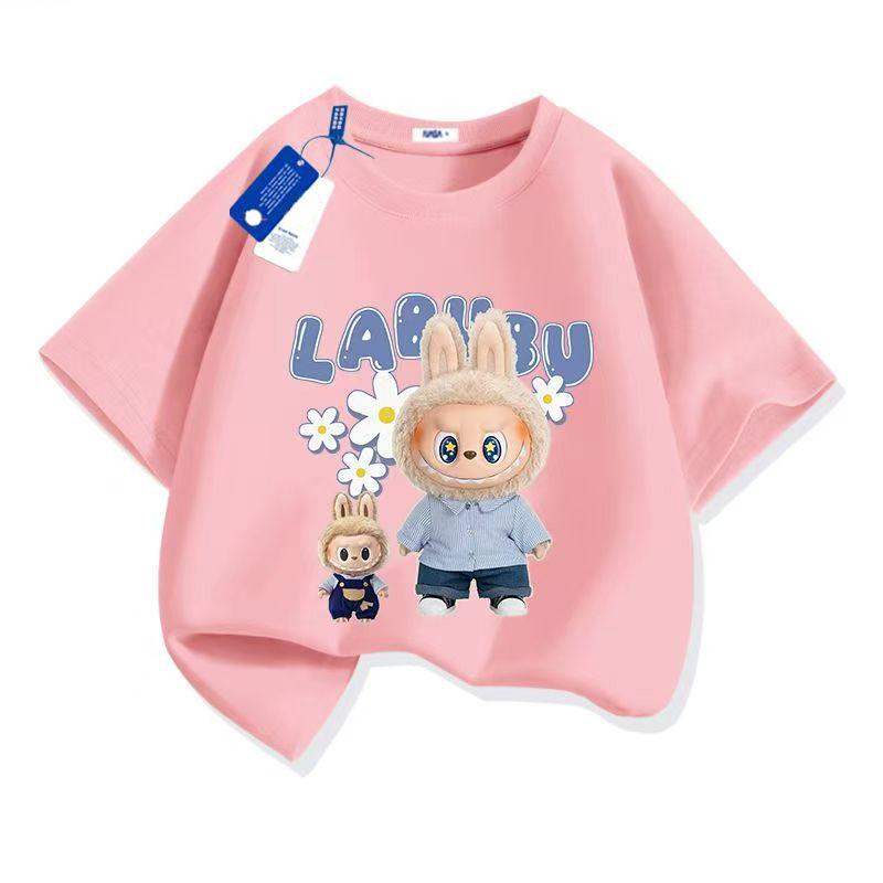 Girl Boy Short Sleeve Tee LABUBU Anime 3D Print Cartoon Anime Kids T-Shirt Summer T-Shirt Tops