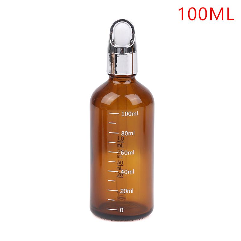 1PC 5-100ml Dropper Bottles With Scale Reagent Eye Drop Amber Glass Aromatherapy Liquid Pipette Bottle Refillable Bottles Travel