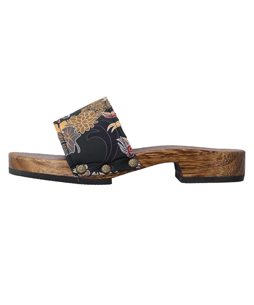 Japanese Burnt [KYOETSU] Sandals, Geta, Pattern, Paulownia, Men's (9)