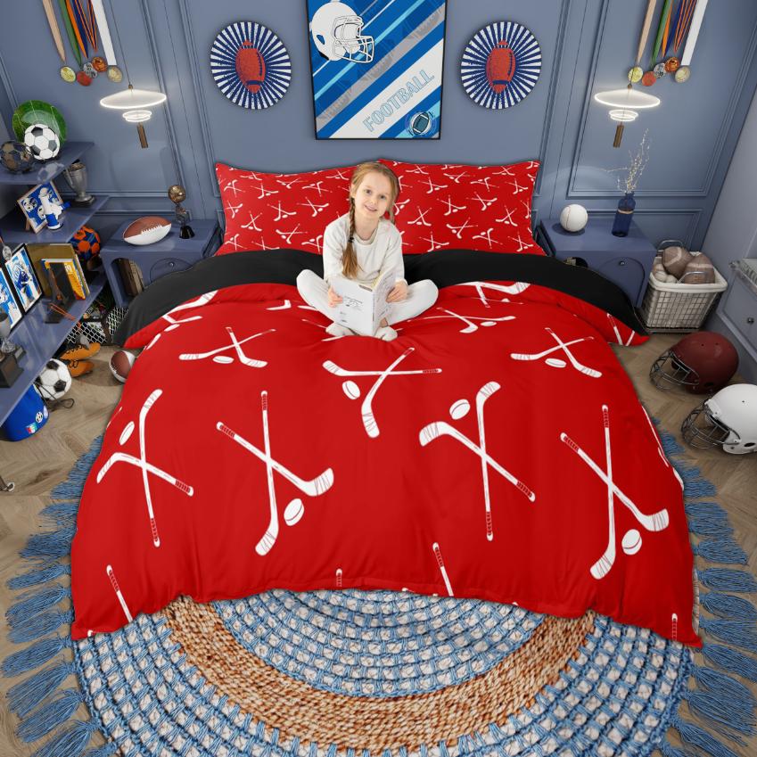 

Comforter Homewish Ice Hockey Teen Boys Sport Bedding Set Reversible Bedroom Set Room Decor Comforter (quilt)-EU Single(135*200cm)3pcs