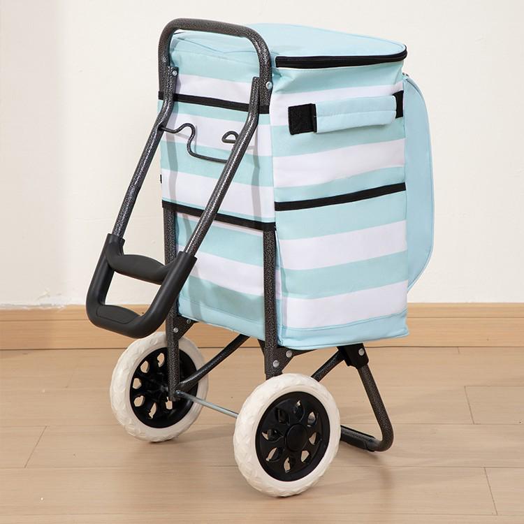 Lekki Składany Wózek na Zakupy z Wkładem Chłodzącym do Użytku na Zewnątrz i w Supermarkecie