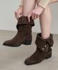 Mongdol 2-Way Cow Leather Suede Buckle Mid-Calf Boots Mdac043_2 Colors