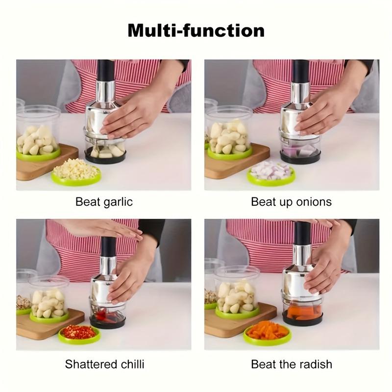 New Handheld Garlic Chopper Multi-functional Stainl Steel Garlic Press Onion Fruit Vegetable Slicer Tools Kitchen Accessories