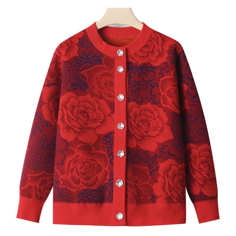 Middle-aged mother clothes old lady velvet warm grandma autumn and winter clothes color cardigan old coat