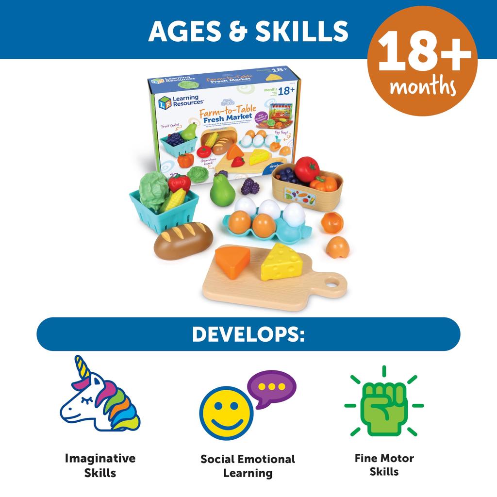 Learning Resources Fresh! Freshly Harvested! Fresh Market 27-Piece Play Set LER9749 Authentic