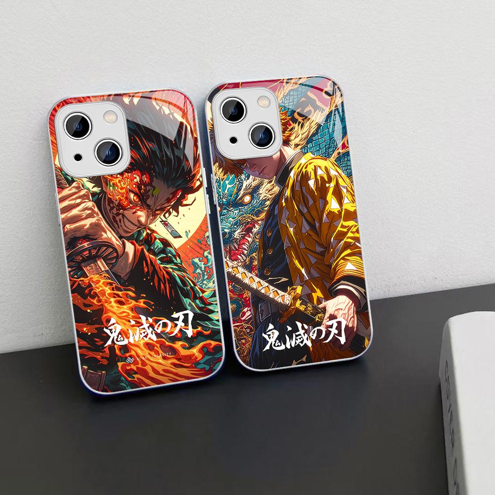 Demon Slayer Phone Case Tempered Glass For Iphone 14 13 12 11 Pro Mini XS MAX 14Plus X XS XR Fundas